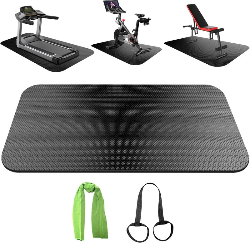 EVEME Treadmill Mat,Bike Mat Compatible with Peloton Bike Elliptical Treadmill,Folding Pad Exercise Equipment Under Exercise Trainer Pad for Stationary Indoor Spin - Image 1